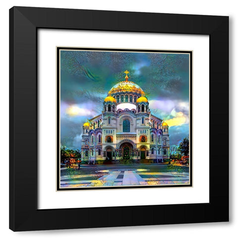 Saint Petersburg Russia Naval cathedral of Saint Nicholas in Kronstadt Black Modern Wood Framed Art Print with Double Matting by Gavidia, Pedro