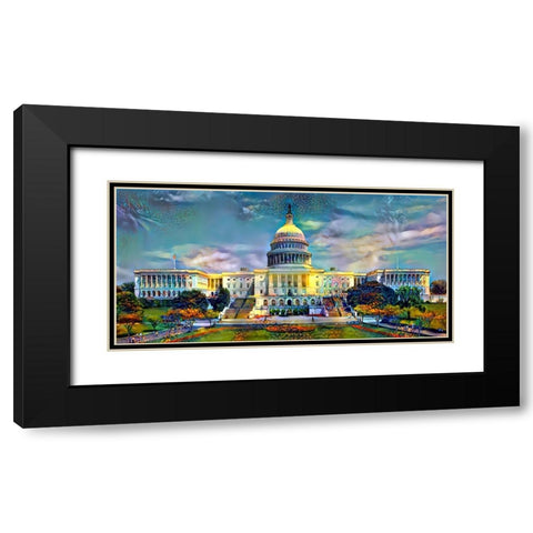 Washington United States Capitol Black Modern Wood Framed Art Print with Double Matting by Gavidia, Pedro
