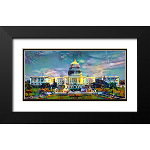 Washington United States Capitol Black Modern Wood Framed Art Print with Double Matting by Gavidia, Pedro