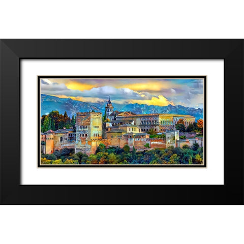 Granada Spain La Alhambra Black Modern Wood Framed Art Print with Double Matting by Gavidia, Pedro