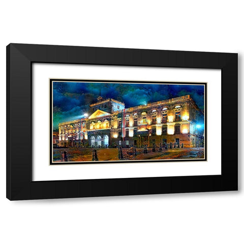Mexico City Palace of Mines Night Black Modern Wood Framed Art Print with Double Matting by Gavidia, Pedro