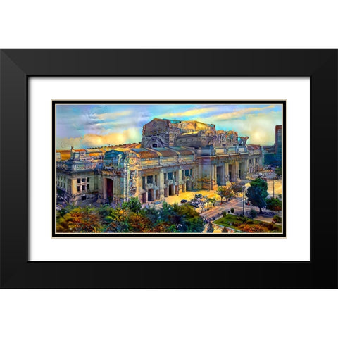 Milan Italy Central Station Black Modern Wood Framed Art Print with Double Matting by Gavidia, Pedro