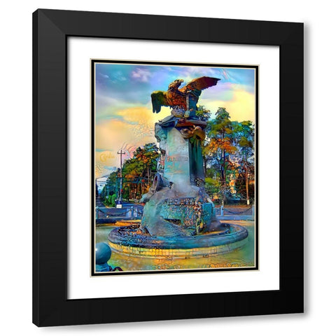 Toluca Mexio Fountain Eagle-Firmado Black Modern Wood Framed Art Print with Double Matting by Gavidia, Pedro