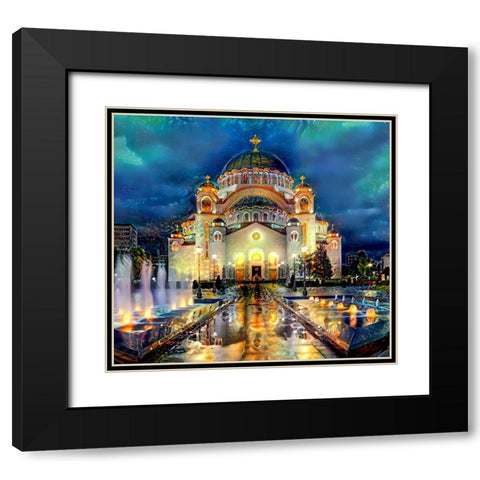 Belgrade Serbia Saint Sava Temple Black Modern Wood Framed Art Print with Double Matting by Gavidia, Pedro