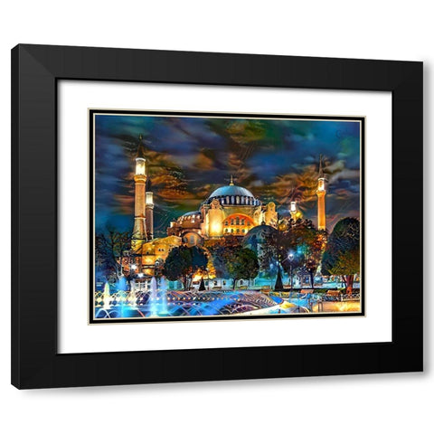 Istanbul Turkey Hagia Sophia Fountain Black Modern Wood Framed Art Print with Double Matting by Gavidia, Pedro