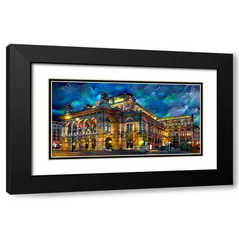 Vienna Austria Opera House Black Modern Wood Framed Art Print with Double Matting by Gavidia, Pedro