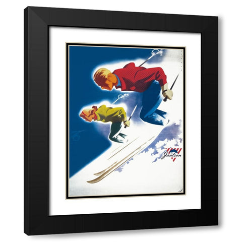 Jantzen by Binder Man and Women, Ski 1947 Black Modern Wood Framed Art Print with Double Matting by Print Collection