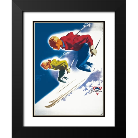 Jantzen by Binder Man and Women, Ski 1947 Black Modern Wood Framed Art Print with Double Matting by Print Collection