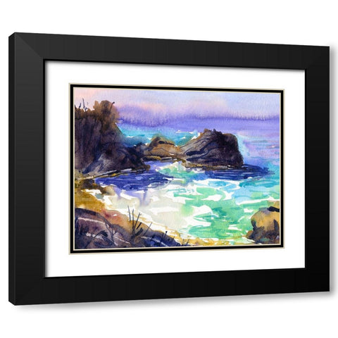 Beach Cove Black Modern Wood Framed Art Print with Double Matting by Randy Noble Fine Art