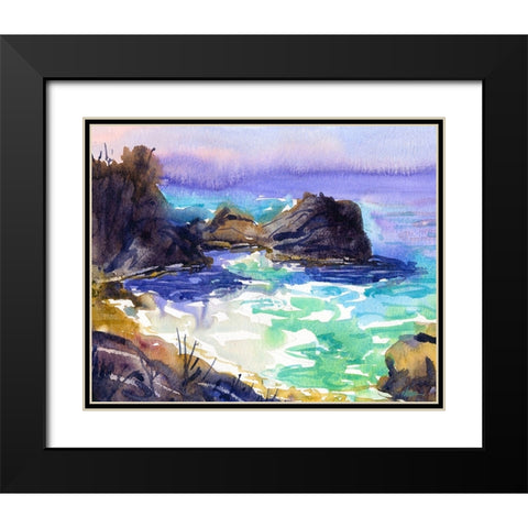 Beach Cove Black Modern Wood Framed Art Print with Double Matting by Randy Noble Fine Art