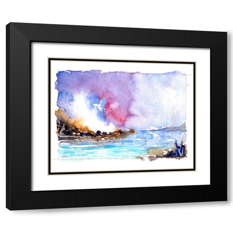 Rock Beach Black Modern Wood Framed Art Print with Double Matting by Randy Noble Fine Art