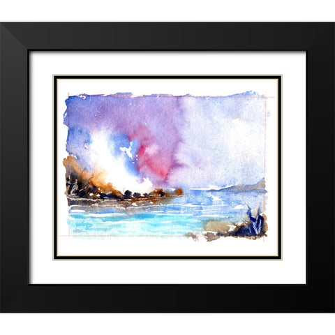 Rock Beach Black Modern Wood Framed Art Print with Double Matting by Randy Noble Fine Art