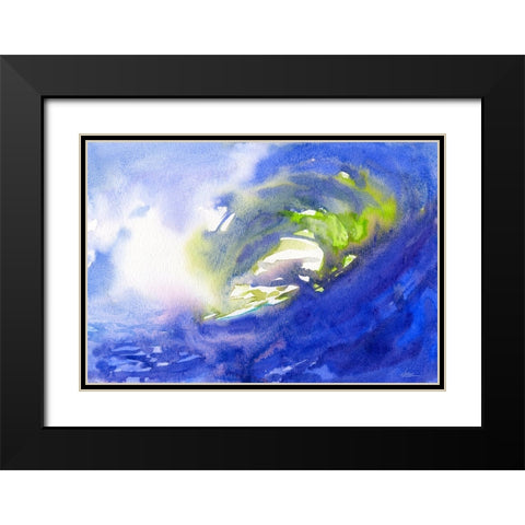 Last Wave Black Modern Wood Framed Art Print with Double Matting by Randy Noble Fine Art