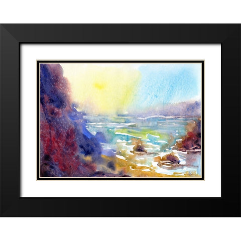 Ocean Morning Black Modern Wood Framed Art Print with Double Matting by Randy Noble Fine Art