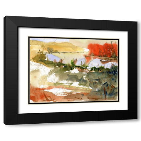 Sunrise Lake Black Modern Wood Framed Art Print with Double Matting by Randy Noble Fine Art