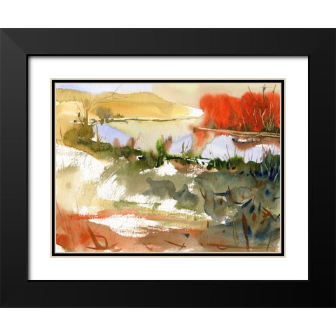 Sunrise Lake Black Modern Wood Framed Art Print with Double Matting by Randy Noble Fine Art