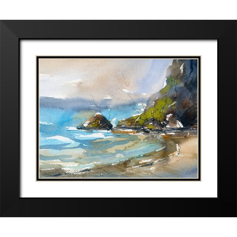 Early Surf Black Modern Wood Framed Art Print with Double Matting by Randy Noble Fine Art