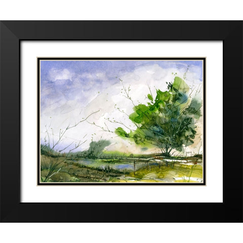 Taylors Pond Black Modern Wood Framed Art Print with Double Matting by Randy Noble Fine Art