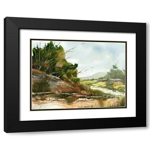 Valley Of Rivers Black Modern Wood Framed Art Print with Double Matting by Randy Noble Fine Art
