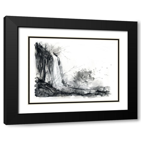 Waterfall Black Modern Wood Framed Art Print with Double Matting by Randy Noble Fine Art
