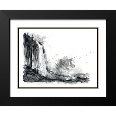 Waterfall Black Modern Wood Framed Art Print with Double Matting by Randy Noble Fine Art