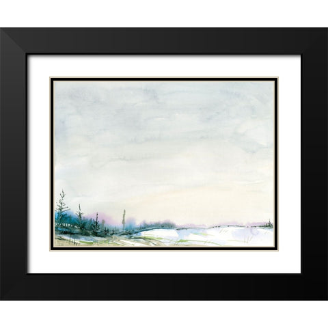 Winter Hike Black Modern Wood Framed Art Print with Double Matting by Randy Noble Fine Art