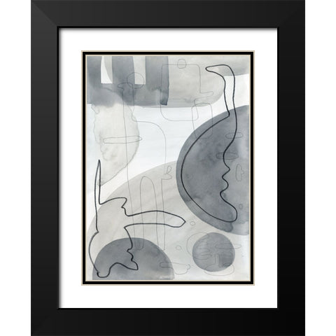 Lines Mingle Black Modern Wood Framed Art Print with Double Matting by Randy Noble Fine Art