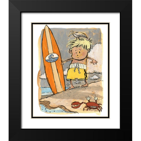 First Surf Black Modern Wood Framed Art Print with Double Matting by Randy Noble Fine Art