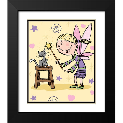 Magic Cat Black Modern Wood Framed Art Print with Double Matting by Randy Noble Fine Art