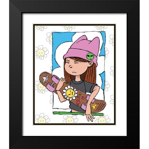 Skate Girl Black Modern Wood Framed Art Print with Double Matting by Randy Noble Fine Art