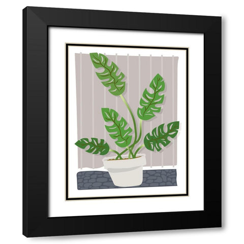 Monstera Black Modern Wood Framed Art Print with Double Matting by Randy Noble Fine Art