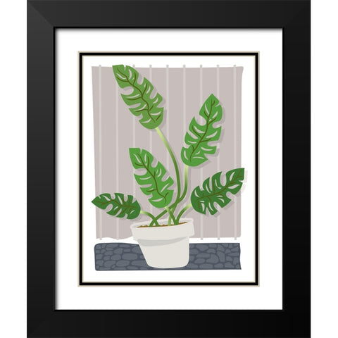 Monstera Black Modern Wood Framed Art Print with Double Matting by Randy Noble Fine Art