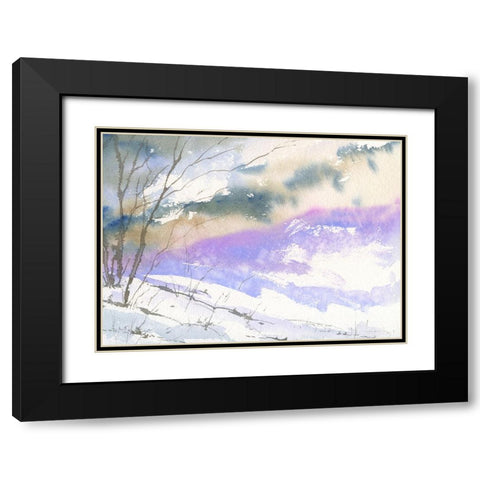 Ski North Black Modern Wood Framed Art Print with Double Matting by Randy Noble Fine Art