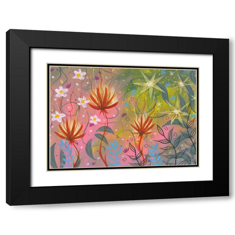 Garden Burst Black Modern Wood Framed Art Print with Double Matting by Randy Noble Fine Art