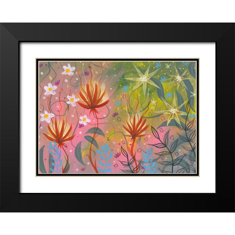 Garden Burst Black Modern Wood Framed Art Print with Double Matting by Randy Noble Fine Art