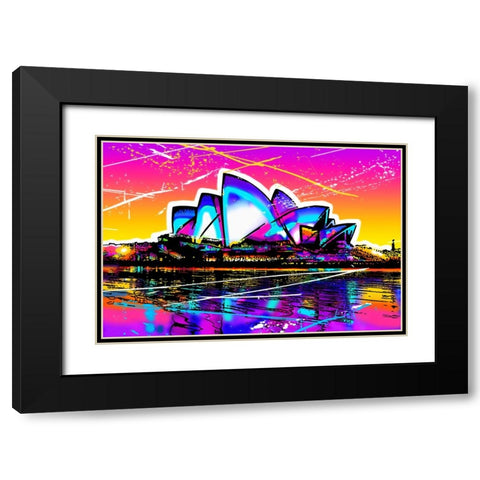 C002 Colorful Cityview Sidney Opera House Black Modern Wood Framed Art Print with Double Matting by Heere, Ray