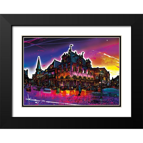 C004 Colorful Cityview Of Dutch City Of Hoorn Black Modern Wood Framed Art Print with Double Matting by Heere, Ray