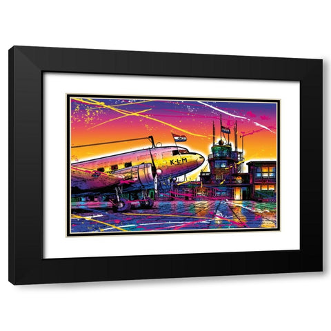 C005 Colorful Cityview Of Airport Schiphol Black Modern Wood Framed Art Print with Double Matting by Heere, Ray