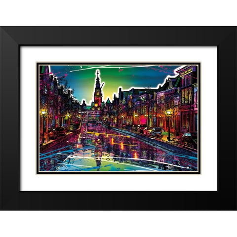 C006 Colorful Cityview Of Dutch City Of Alkmaar Black Modern Wood Framed Art Print with Double Matting by Heere, Ray