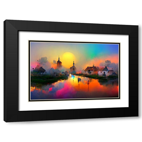D001 Medieval Landscapes Black Modern Wood Framed Art Print with Double Matting by Heere, Ray