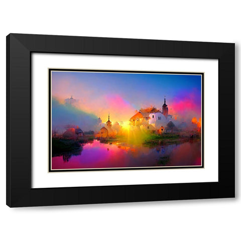 D008 Medieval Landscapes Black Modern Wood Framed Art Print with Double Matting by Heere, Ray