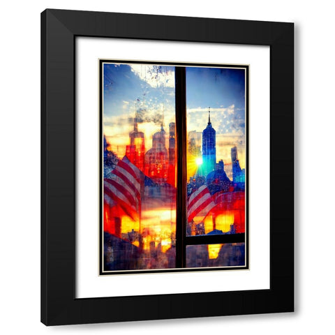 E003 New York Black Modern Wood Framed Art Print with Double Matting by Heere, Ray