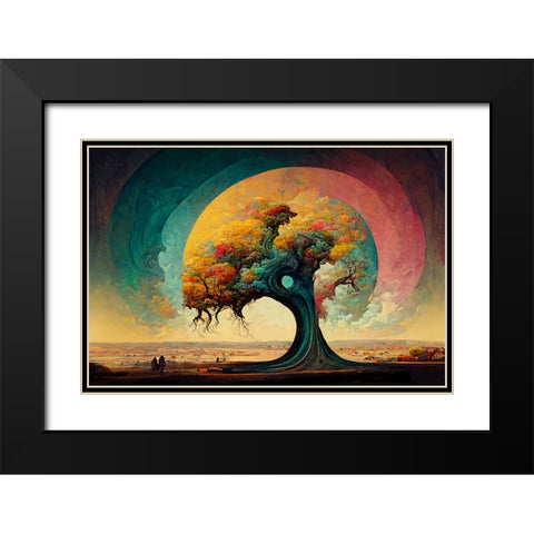 A038 Tree Of Life Black Modern Wood Framed Art Print with Double Matting by Heere, Ray