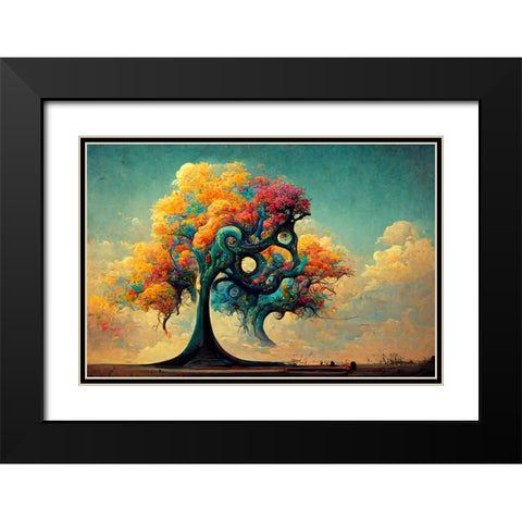 A046 Tree Of Life Black Modern Wood Framed Art Print with Double Matting by Heere, Ray