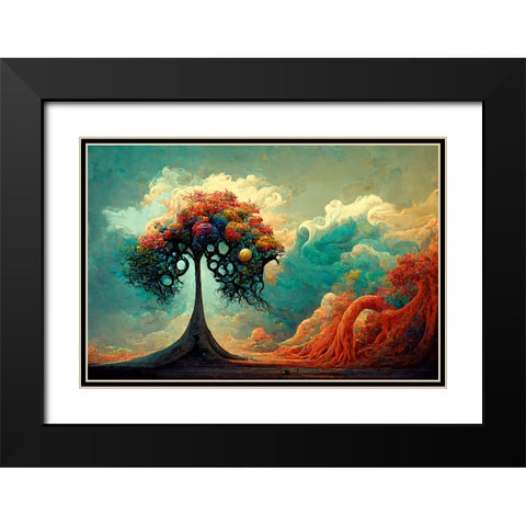 A049 Tree Of Life Black Modern Wood Framed Art Print with Double Matting by Heere, Ray