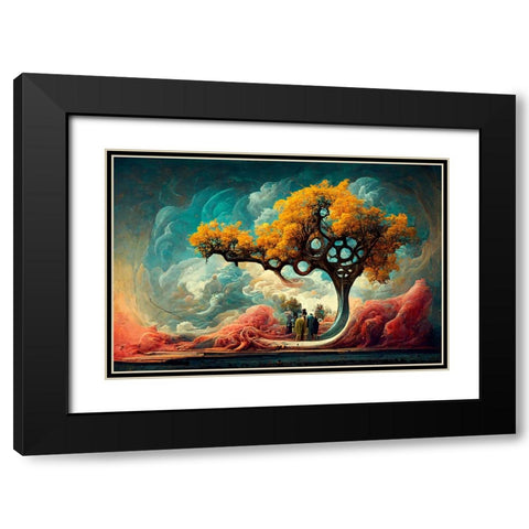 A052 Tree Of Life Black Modern Wood Framed Art Print with Double Matting by Heere, Ray