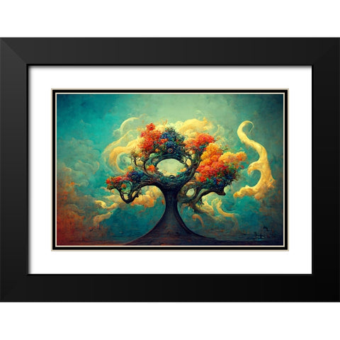 A054 Tree Of Life Black Modern Wood Framed Art Print with Double Matting by Heere, Ray