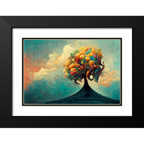 A055 Tree Of Life Black Modern Wood Framed Art Print with Double Matting by Heere, Ray