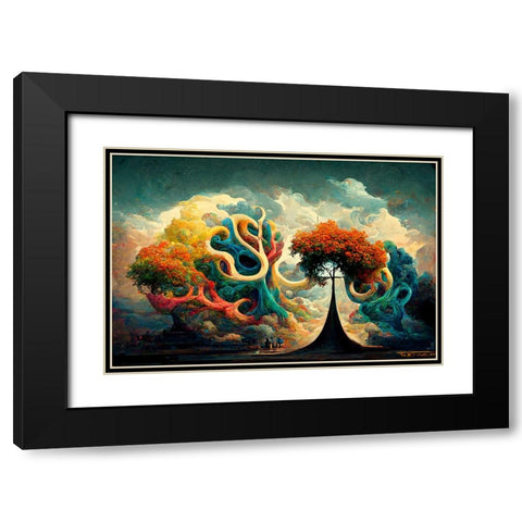 A056 Tree Of Life Black Modern Wood Framed Art Print with Double Matting by Heere, Ray