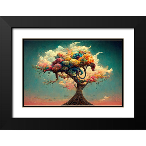 A057 Tree Of Life Black Modern Wood Framed Art Print with Double Matting by Heere, Ray
